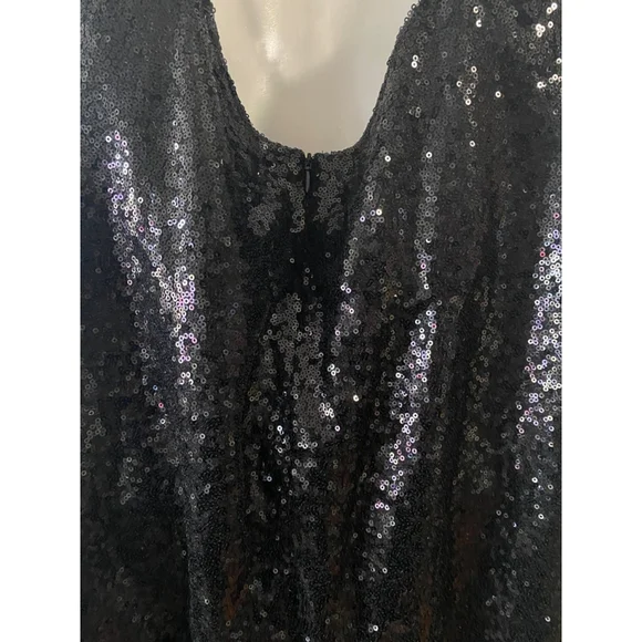 Sequins black cross back straps Dress Size L NWOT - Picture 7 of 11